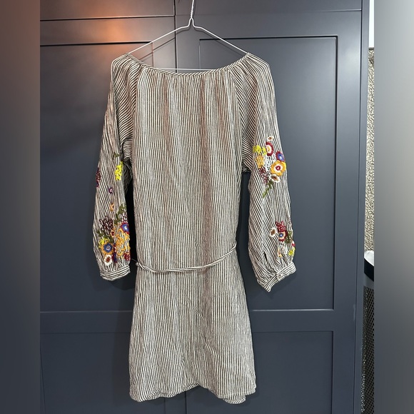 Feather Bone by Anthropologie M striped embroidered dress - Picture 3 of 9